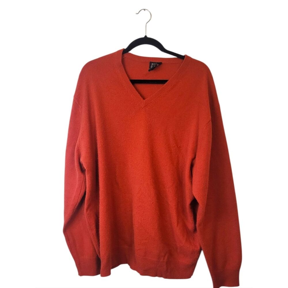 Jos. A. Banks 100% Cashmere Men's V-Neck Sweater in Rust Orange Size XL
